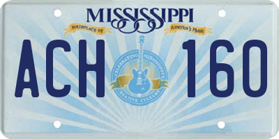 MS license plate ACH160