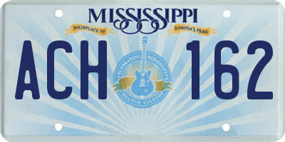 MS license plate ACH162