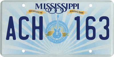 MS license plate ACH163