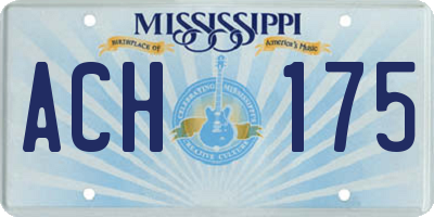 MS license plate ACH175