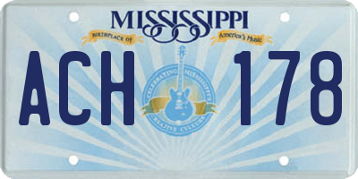 MS license plate ACH178