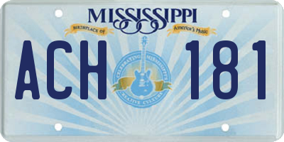 MS license plate ACH181