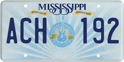 MS license plate ACH192