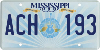 MS license plate ACH193
