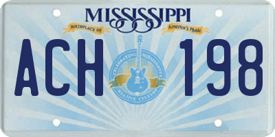 MS license plate ACH198