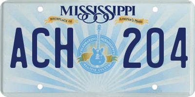 MS license plate ACH204
