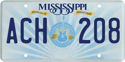 MS license plate ACH208