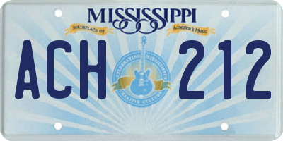 MS license plate ACH212