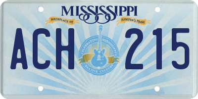 MS license plate ACH215
