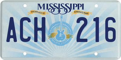 MS license plate ACH216