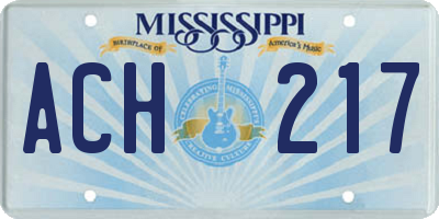 MS license plate ACH217