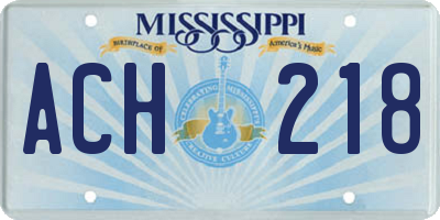 MS license plate ACH218