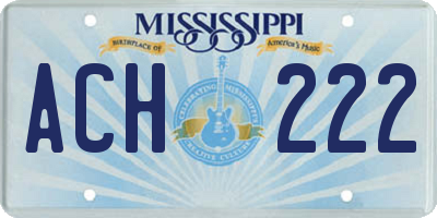 MS license plate ACH222