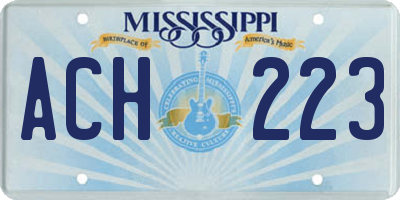 MS license plate ACH223