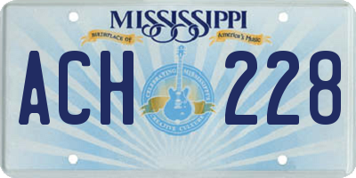 MS license plate ACH228