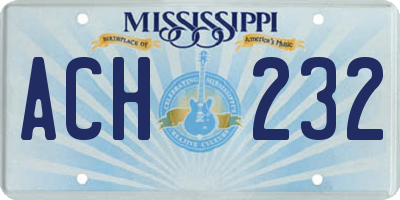 MS license plate ACH232