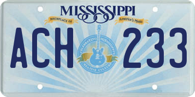MS license plate ACH233