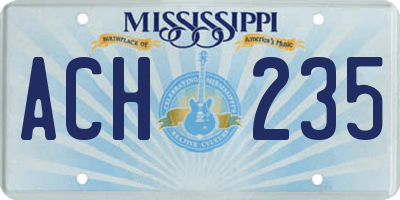 MS license plate ACH235