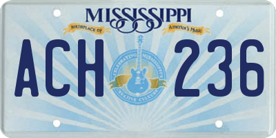 MS license plate ACH236