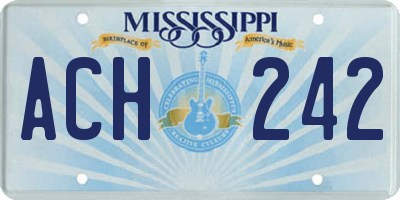MS license plate ACH242