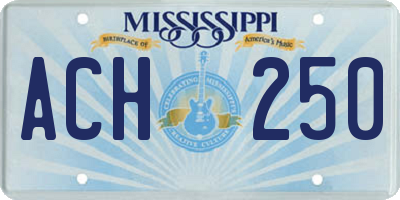 MS license plate ACH250
