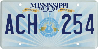 MS license plate ACH254