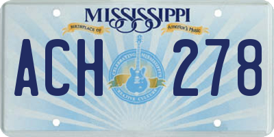 MS license plate ACH278