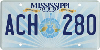 MS license plate ACH280