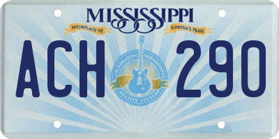 MS license plate ACH290