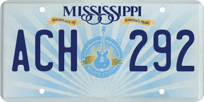 MS license plate ACH292