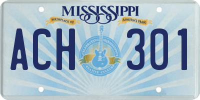 MS license plate ACH301