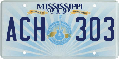 MS license plate ACH303
