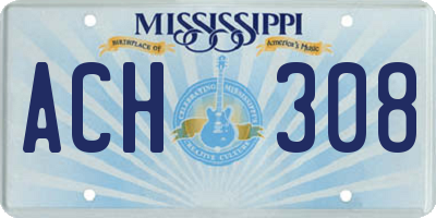 MS license plate ACH308