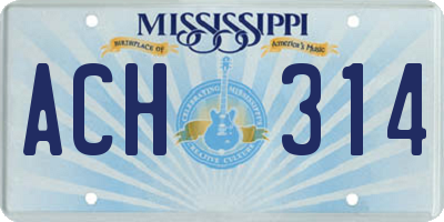 MS license plate ACH314