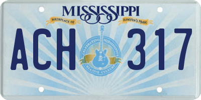 MS license plate ACH317