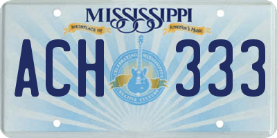 MS license plate ACH333