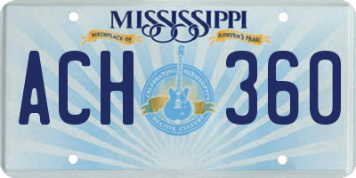 MS license plate ACH360