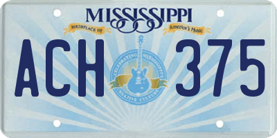 MS license plate ACH375
