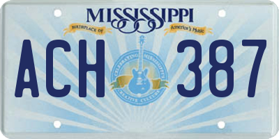 MS license plate ACH387