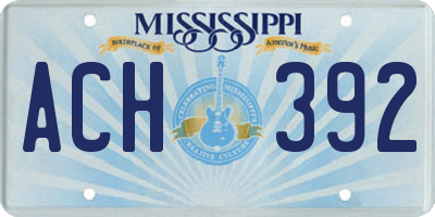 MS license plate ACH392