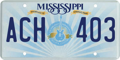 MS license plate ACH403