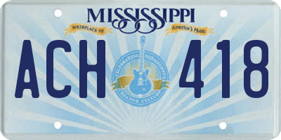 MS license plate ACH418