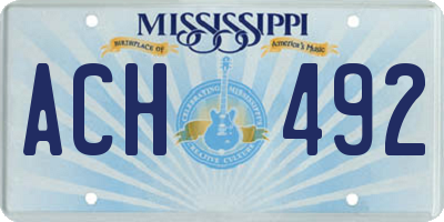 MS license plate ACH492