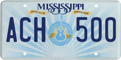 MS license plate ACH500