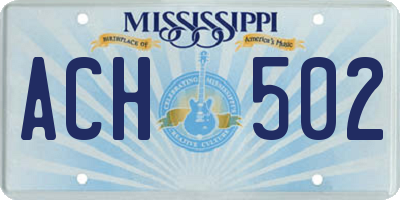 MS license plate ACH502