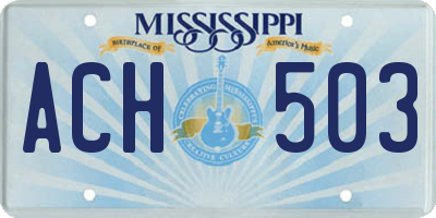 MS license plate ACH503