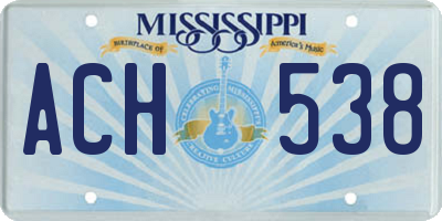 MS license plate ACH538