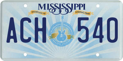 MS license plate ACH540
