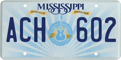 MS license plate ACH602
