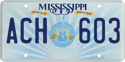 MS license plate ACH603